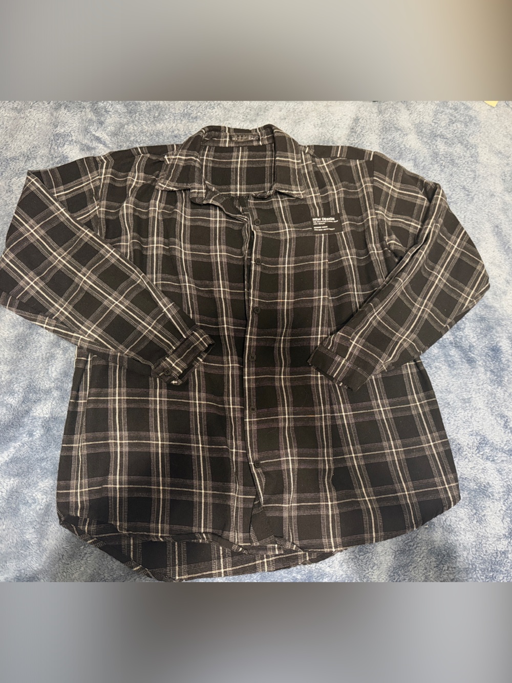 Black Plaid Button-Up Shirt